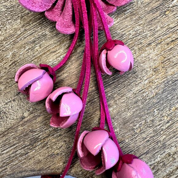 Leather Flower Purse Charm Genuine Leather Fall Daisy Bag Charm NEW FAST SHIP - Picture 6 of 8